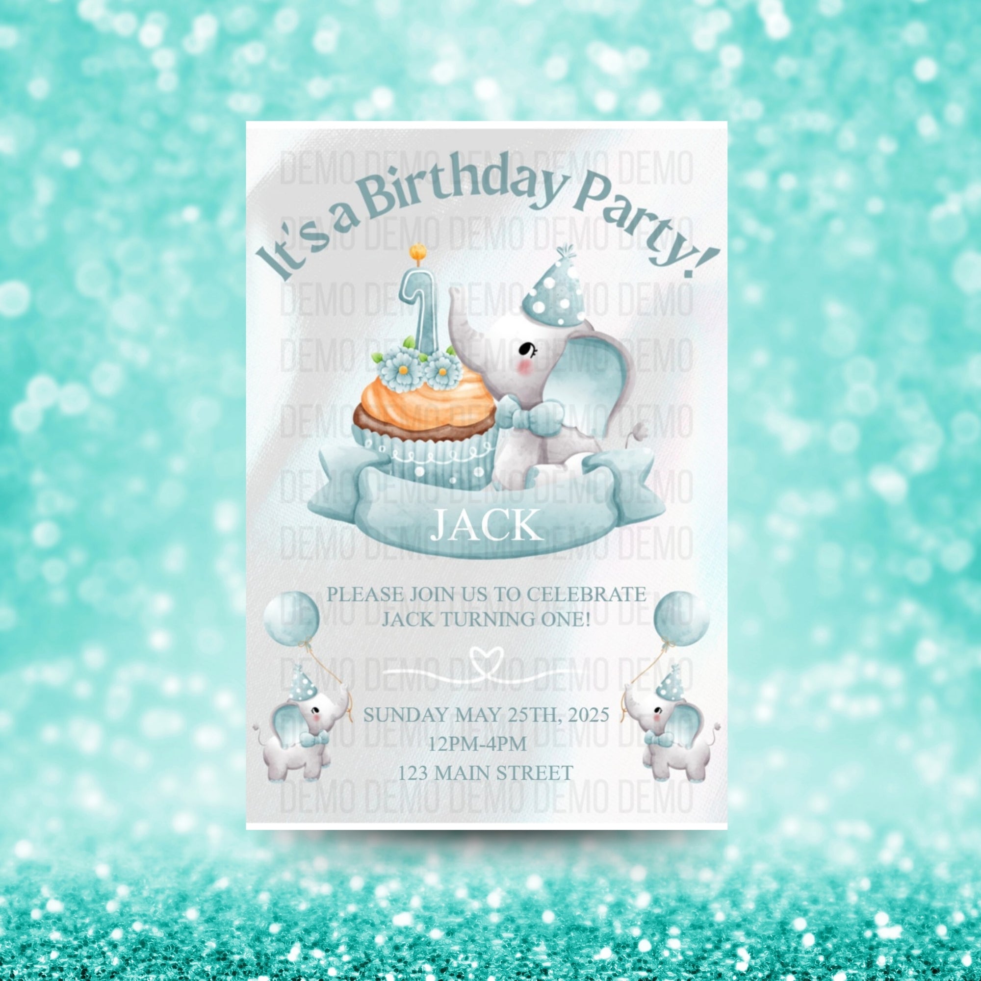 Personalized Boy's First Birthday Invite