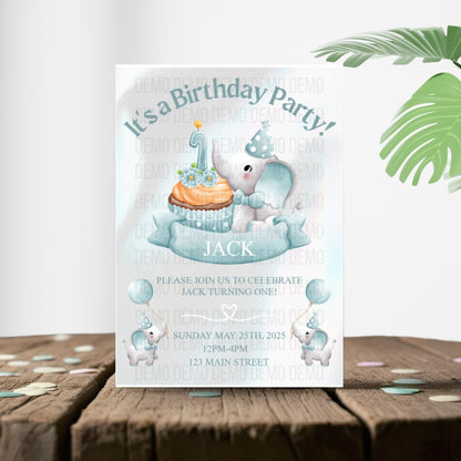 Personalized Boy's First Birthday Invite