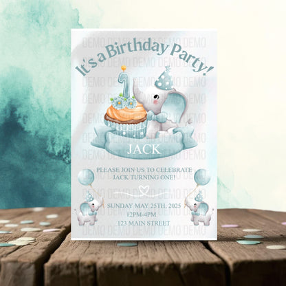 Personalized Boy's First Birthday Invite