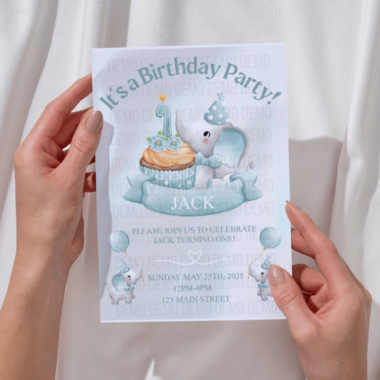 Personalized Boy's First Birthday Invite