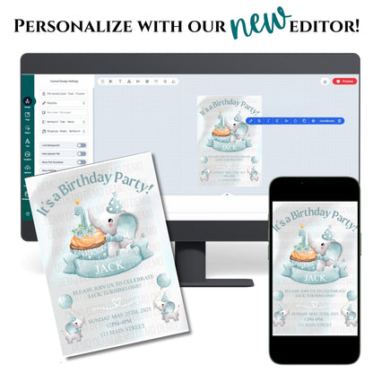 Personalized Boy's First Birthday Invite