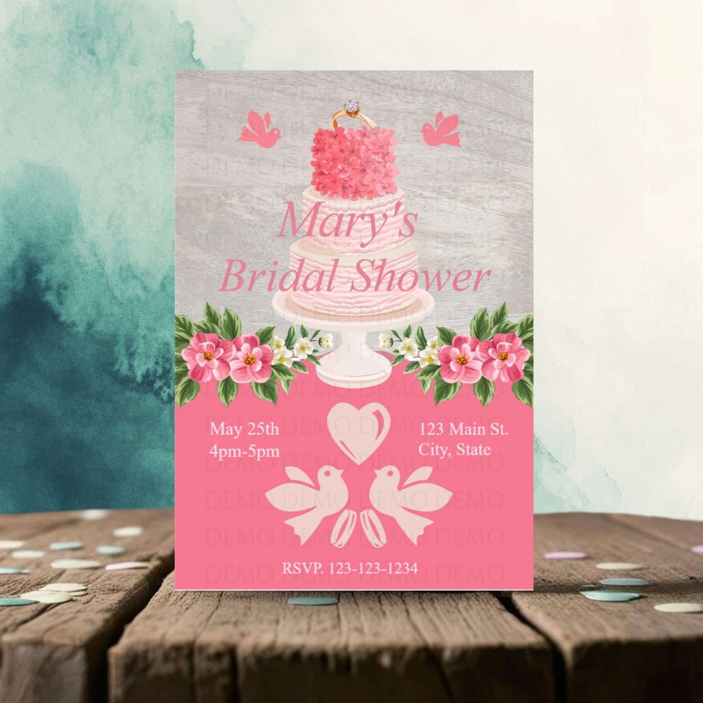 Personalized Bridal Shower Cake Invitation
