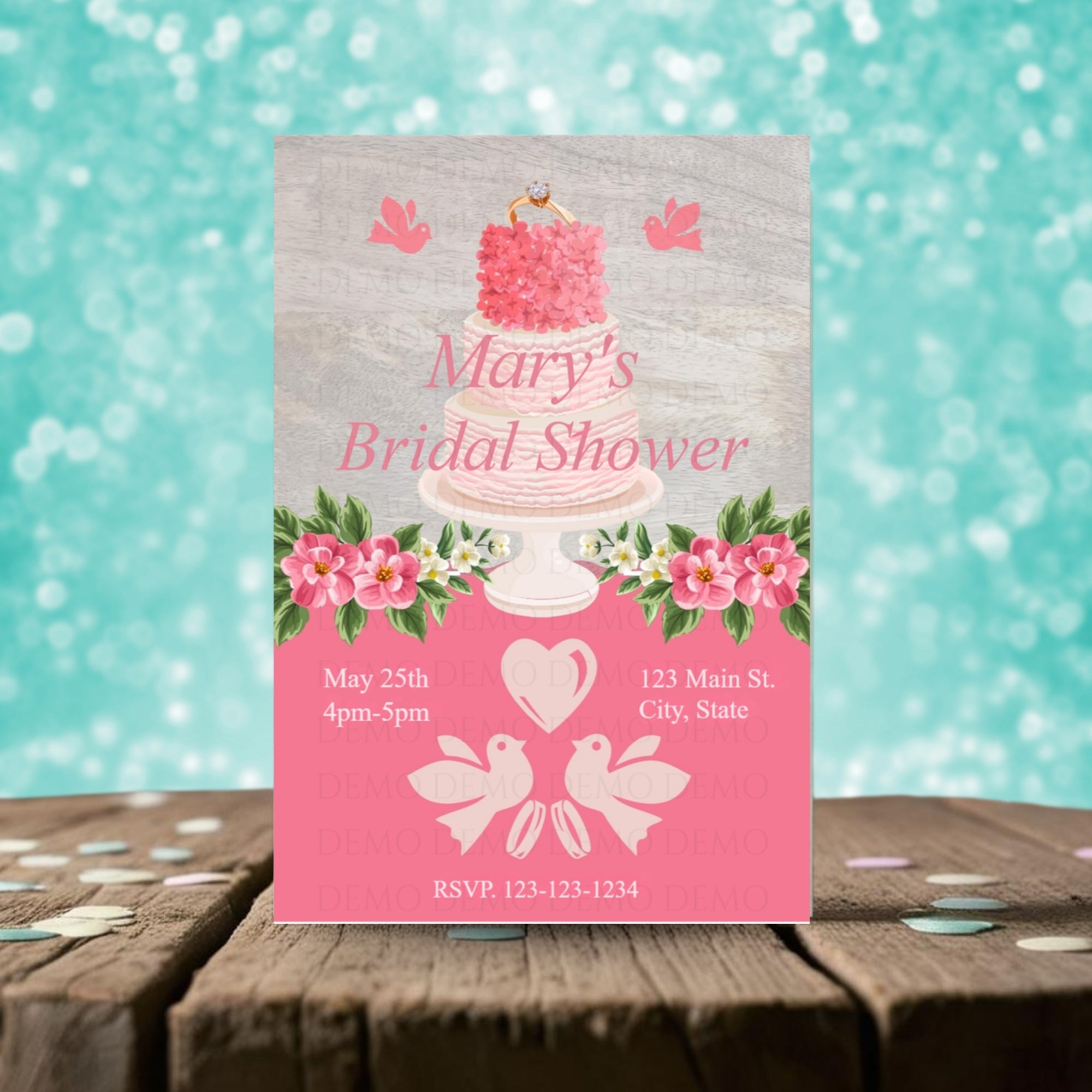 Personalized Bridal Shower Cake Invitation