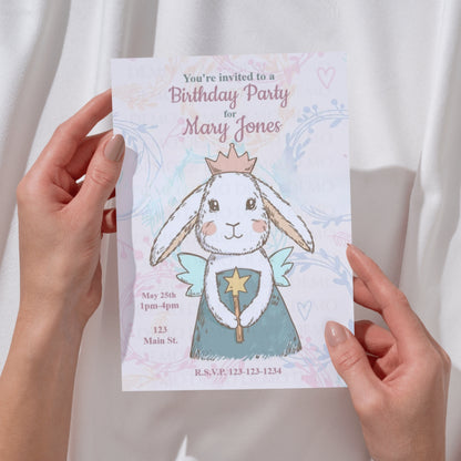 Personalized Bunny Princess Birthday Invitation