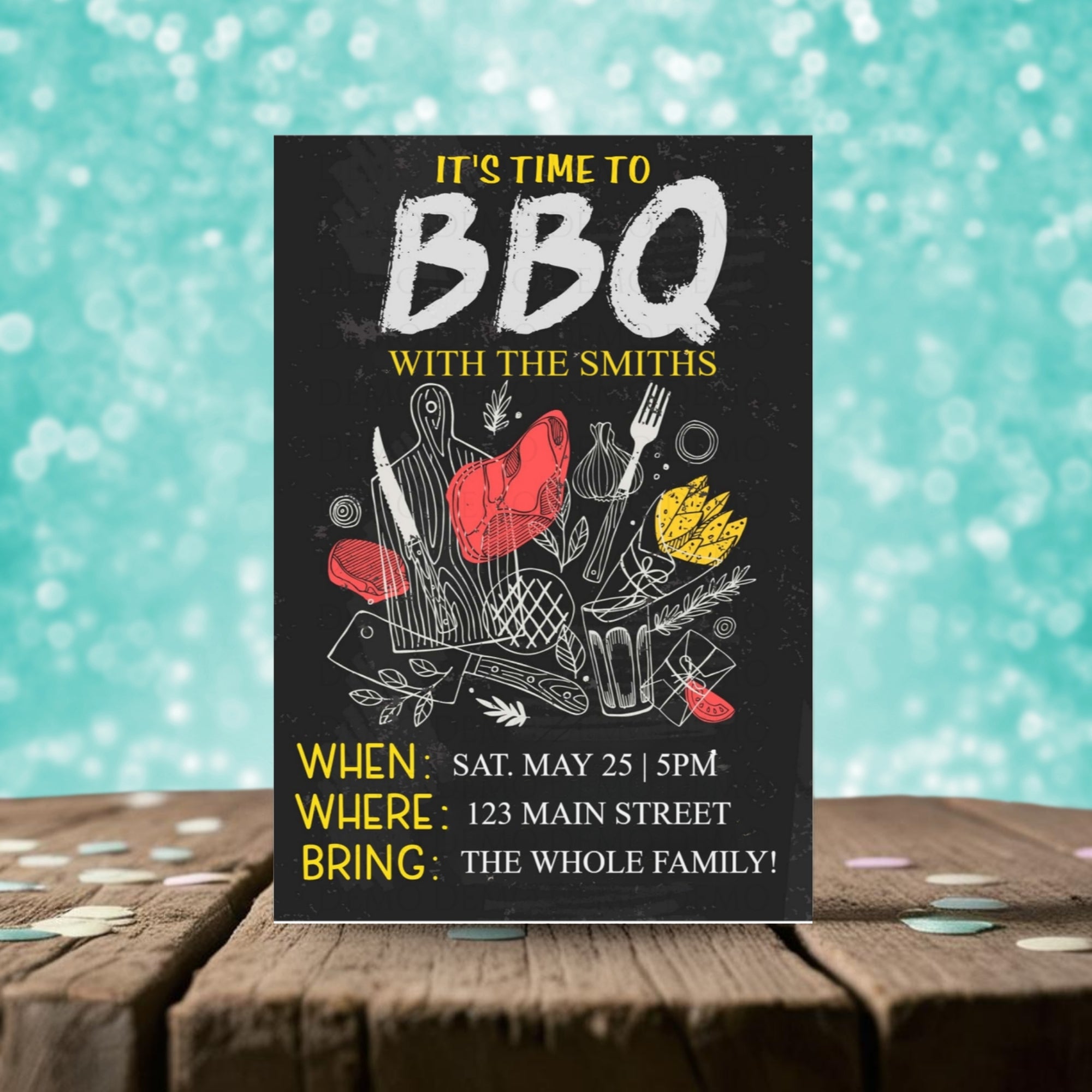 Personalized Chalk BBQ Party Invitation