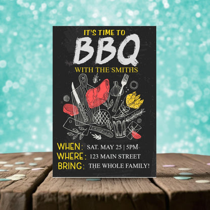 Personalized Chalk BBQ Party Invitation