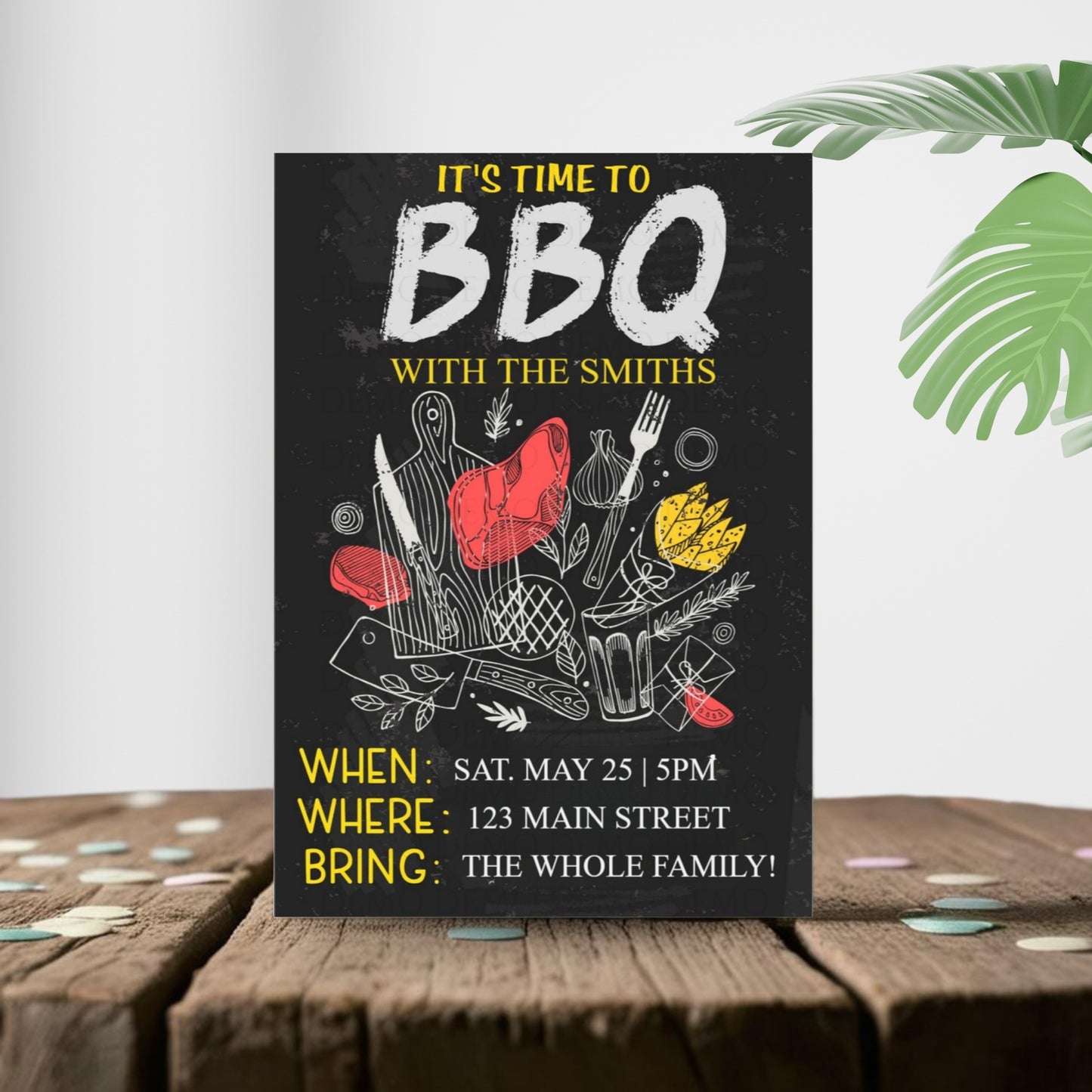 Personalized Chalk BBQ Party Invitation