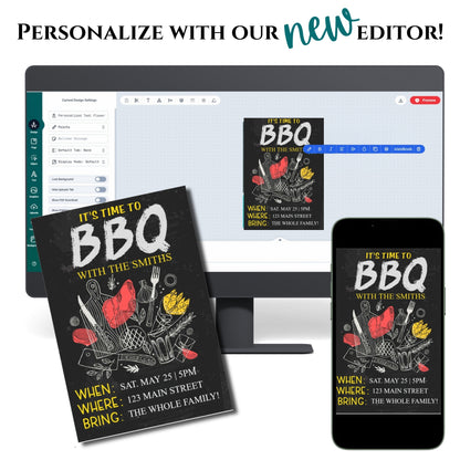 Personalized Chalk BBQ Party Invitation