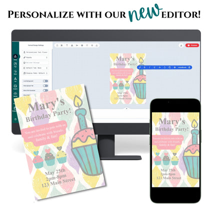 Personalized Cupcake Birthday Invitation