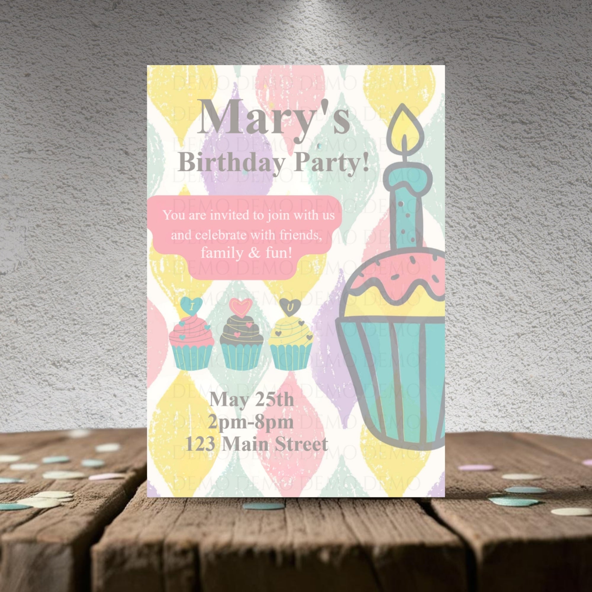 Personalized Cupcake Birthday Invitation