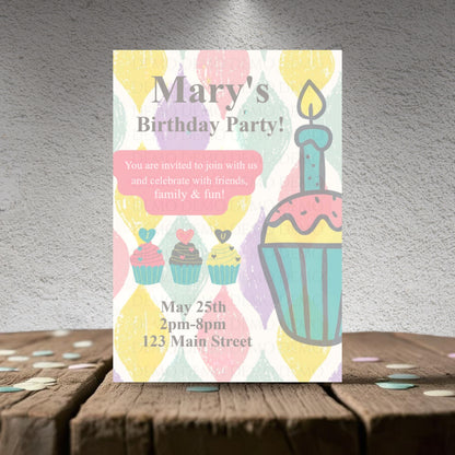 Personalized Cupcake Birthday Invitation