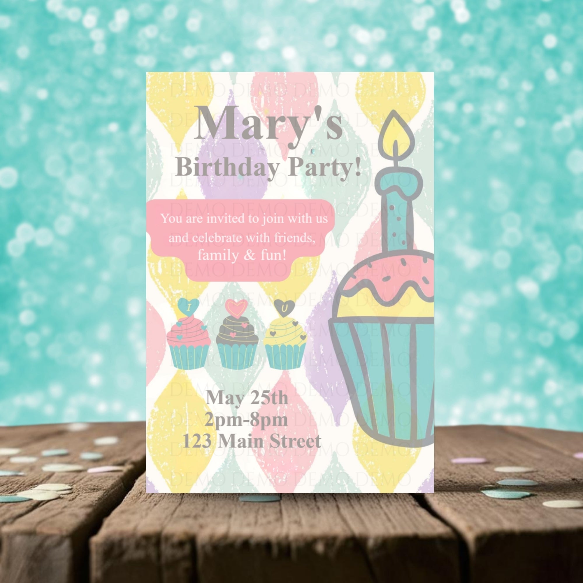 Personalized Cupcake Birthday Invitation