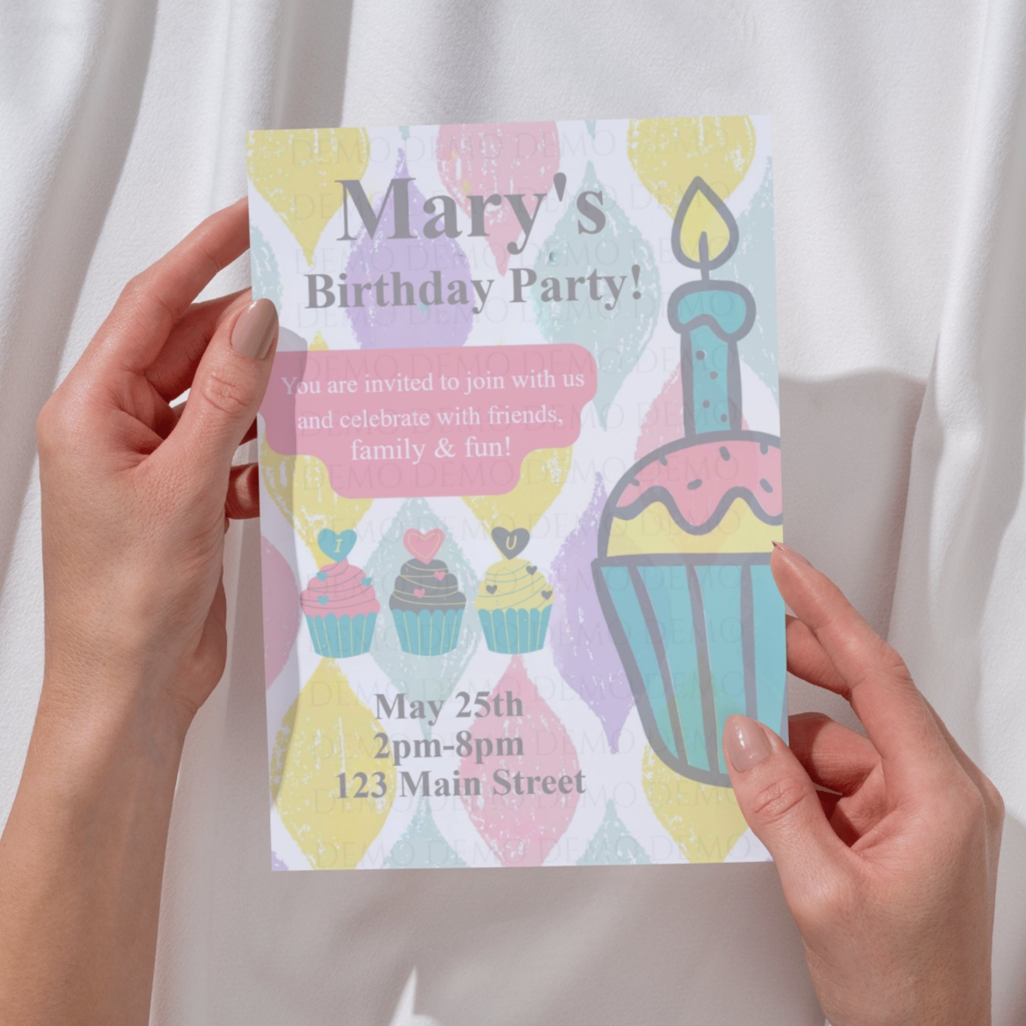 Personalized Cupcake Birthday Invitation