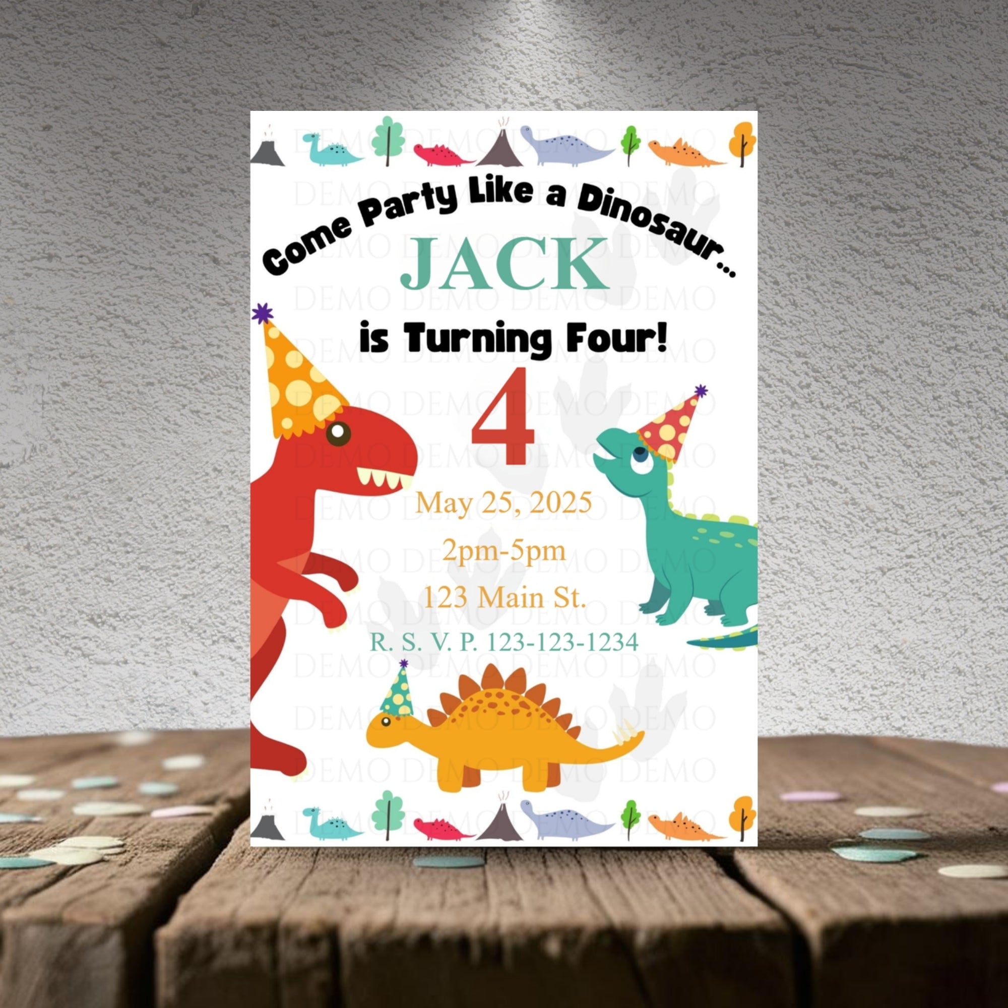 Personalized Dinosaur Birthday Invitation