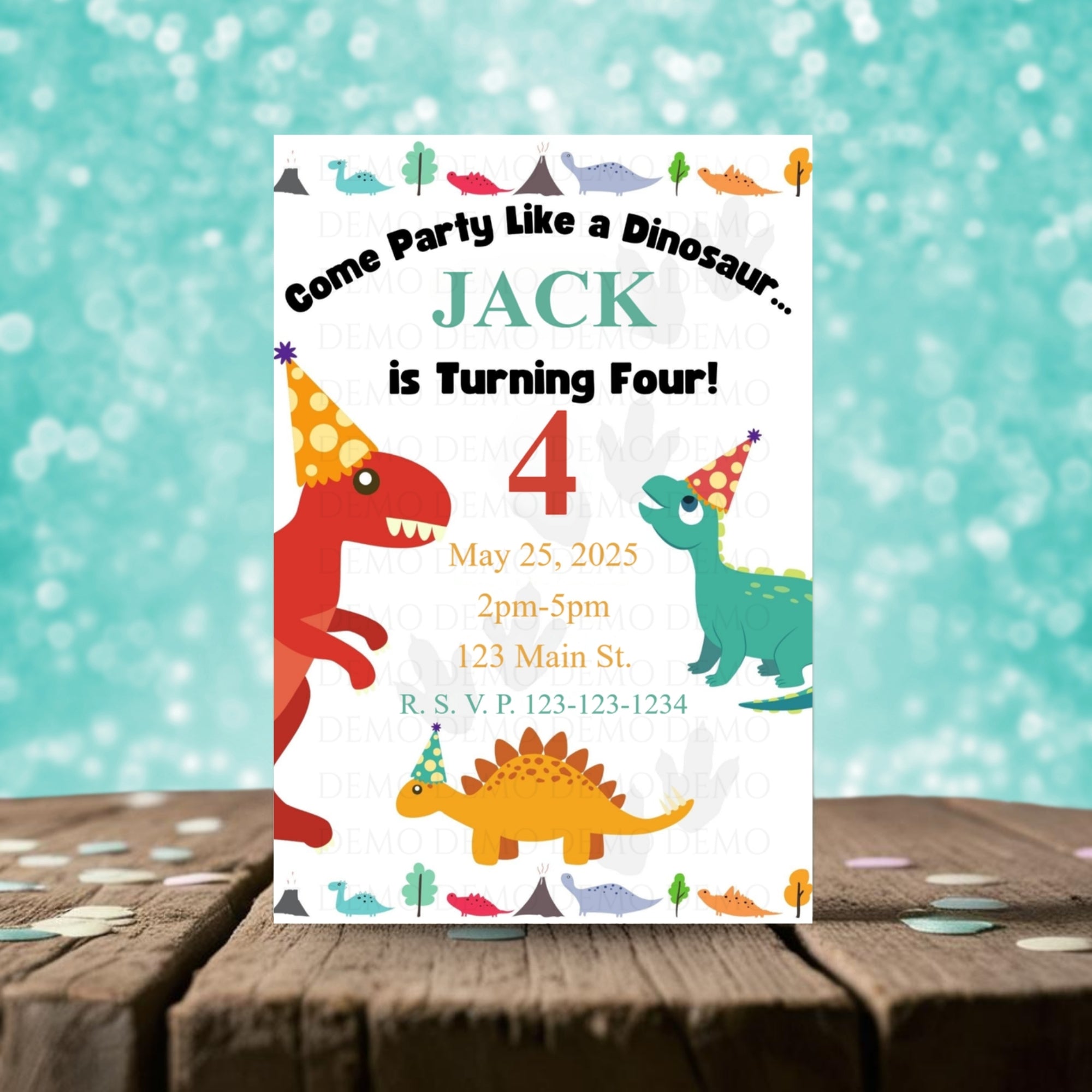 Personalized Dinosaur Birthday Invitation
