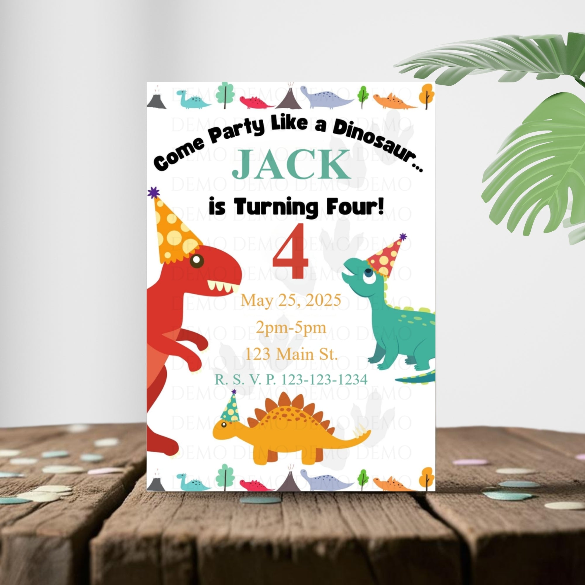 Personalized Dinosaur Birthday Invitation