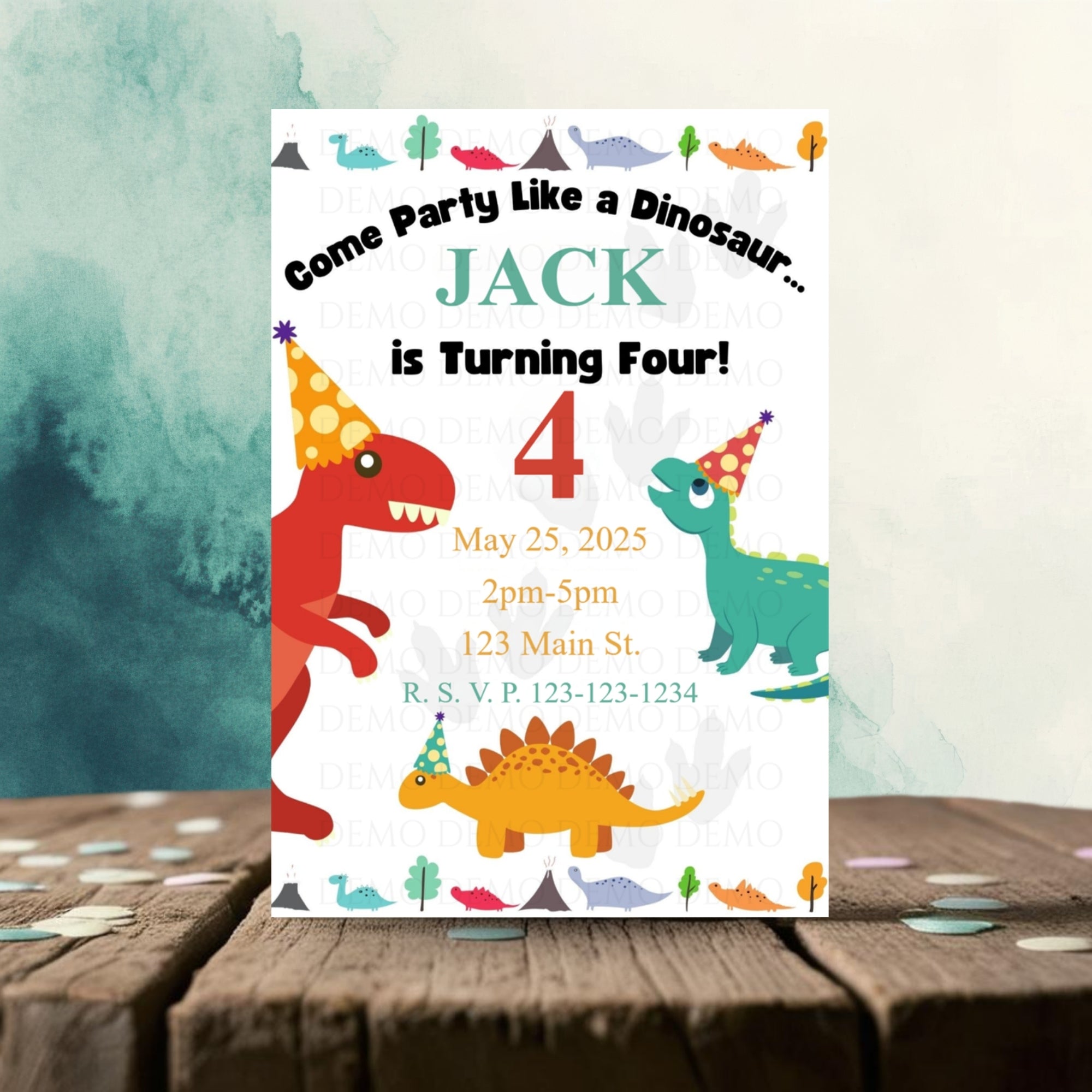Personalized Dinosaur Birthday Invitation