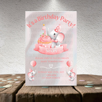Personalized Girl's First Birthday Invite