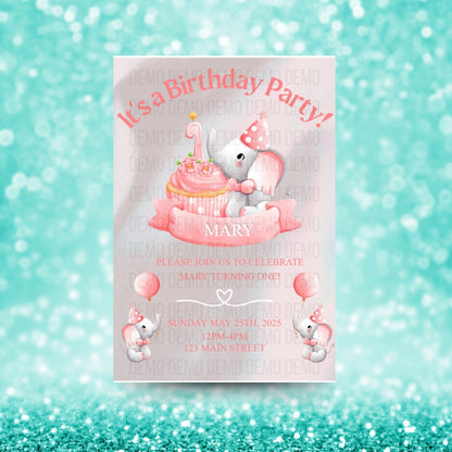 Personalized Girl's First Birthday Invite