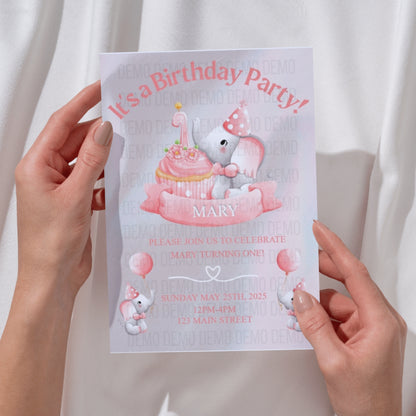 Personalized Girl's First Birthday Invite