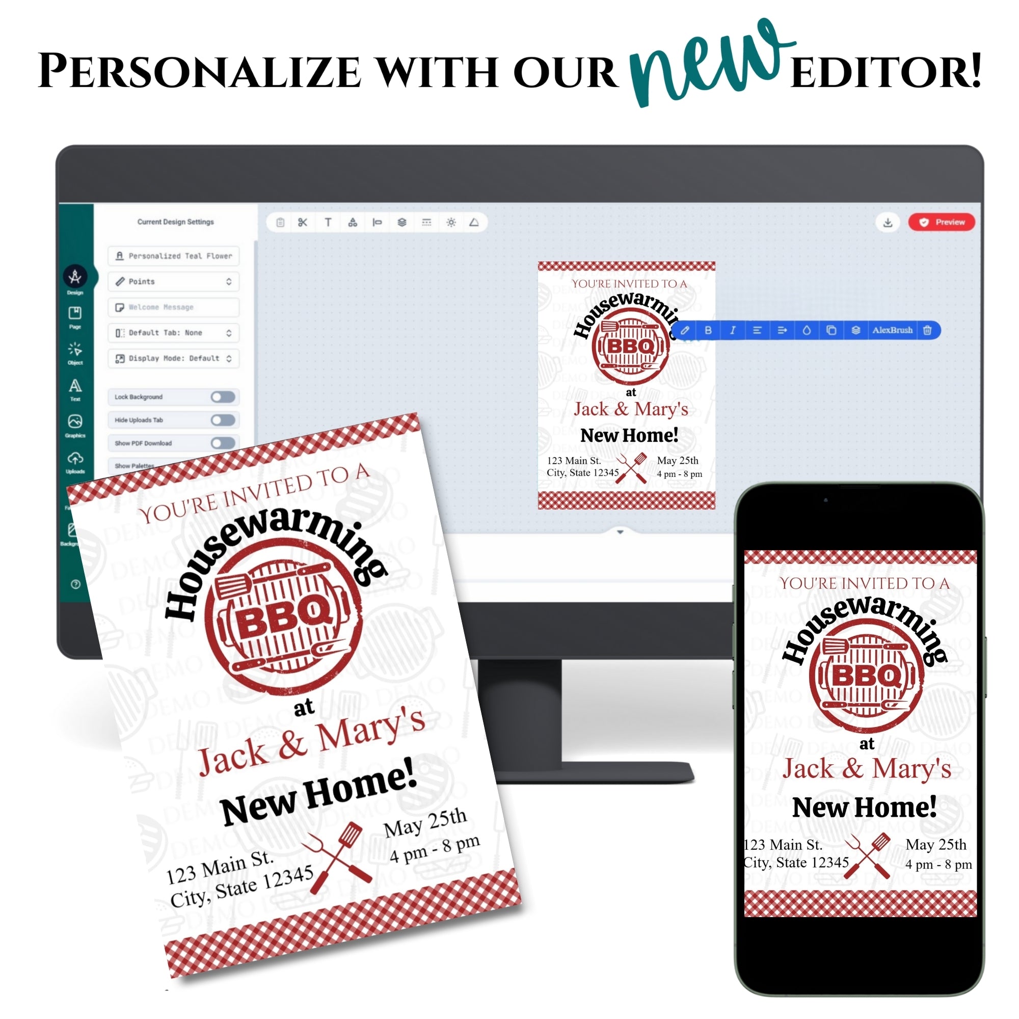 Personalized Housewarming BBQ Picnic Invitation