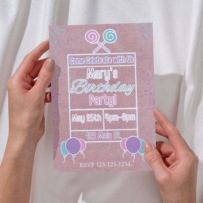Personalized Lollipop Birthday Invitation