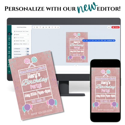 Personalized Lollipop Birthday Invitation