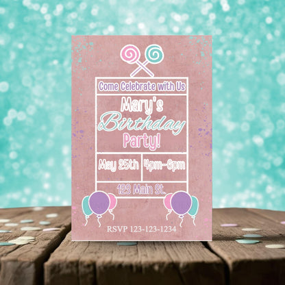 Personalized Lollipop Birthday Invitation