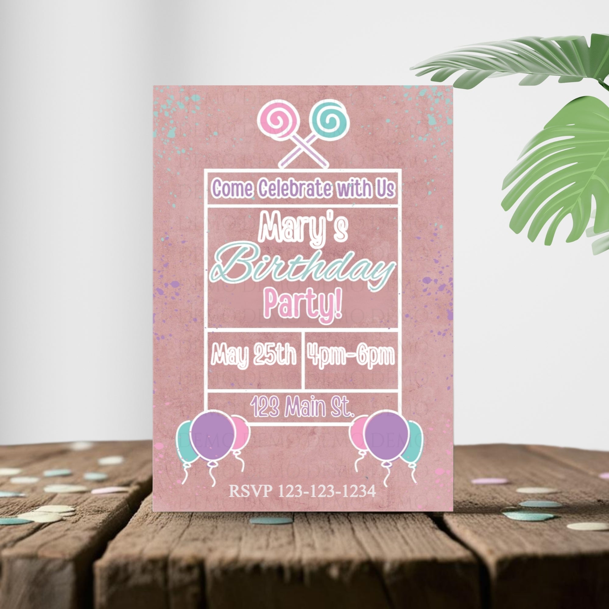 Personalized Lollipop Birthday Invitation