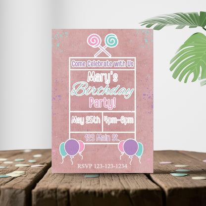 Personalized Lollipop Birthday Invitation