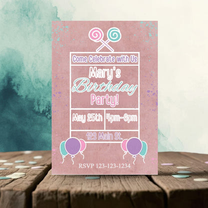 Personalized Lollipop Birthday Invitation
