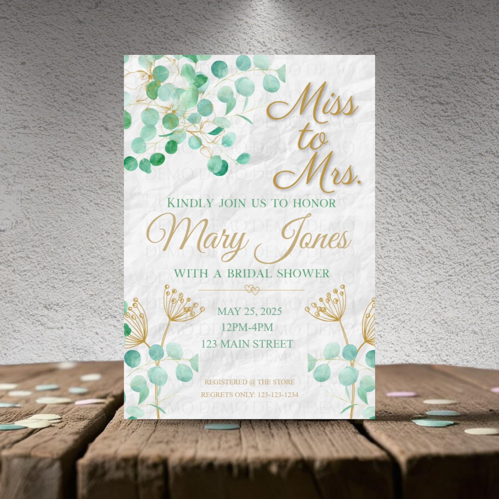 Personalized Mint Floral Bridal Shower Invitation