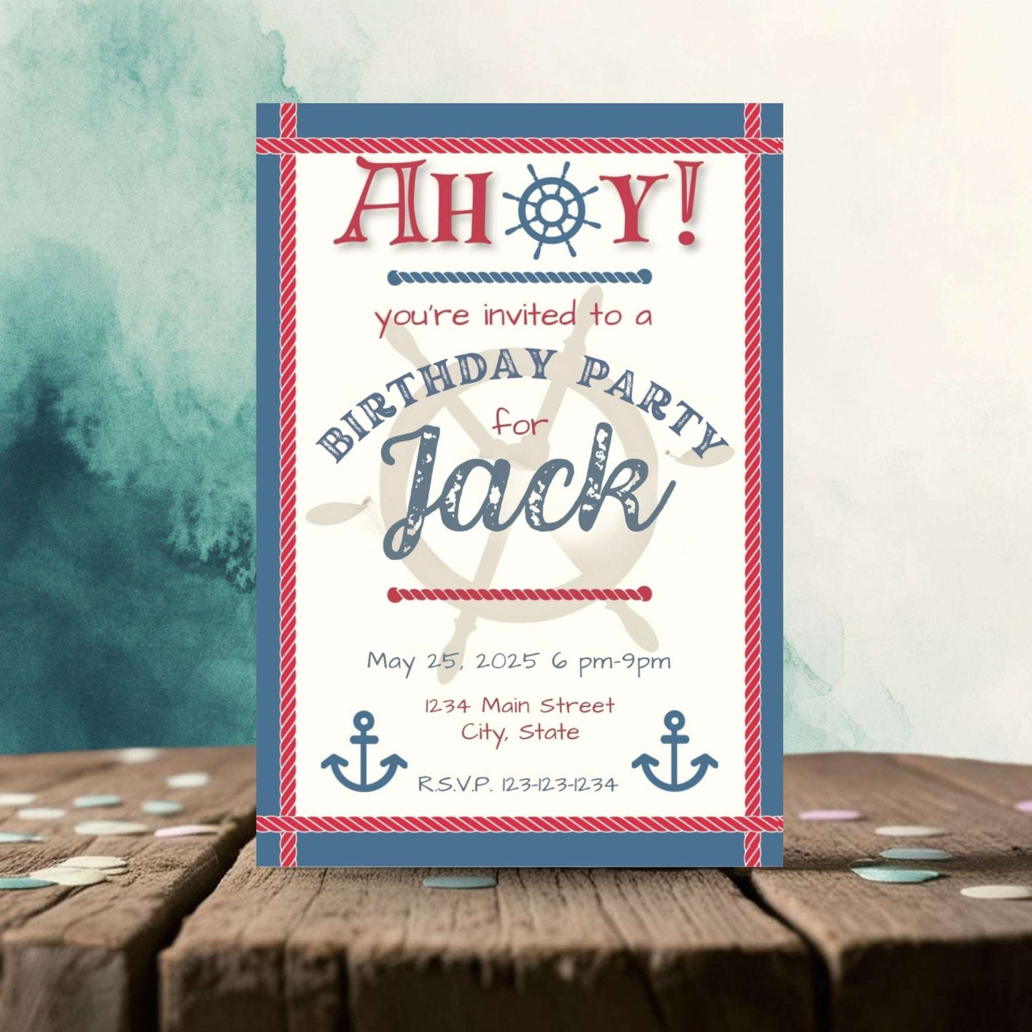 Personalized Nautical Birthday Party Invitation