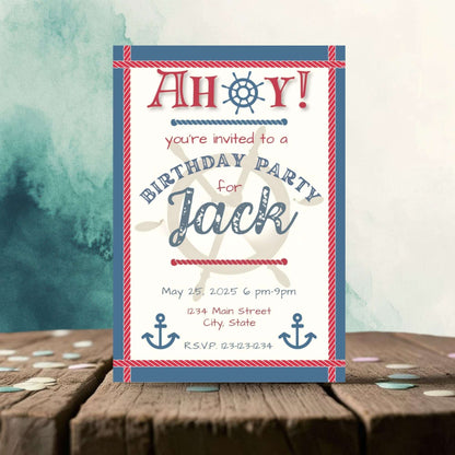 Personalized Nautical Birthday Party Invitation