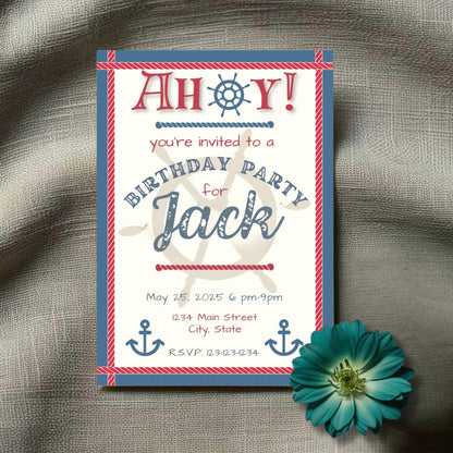 Personalized Nautical Birthday Party Invitation