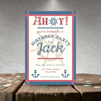 Personalized Nautical Birthday Party Invitation