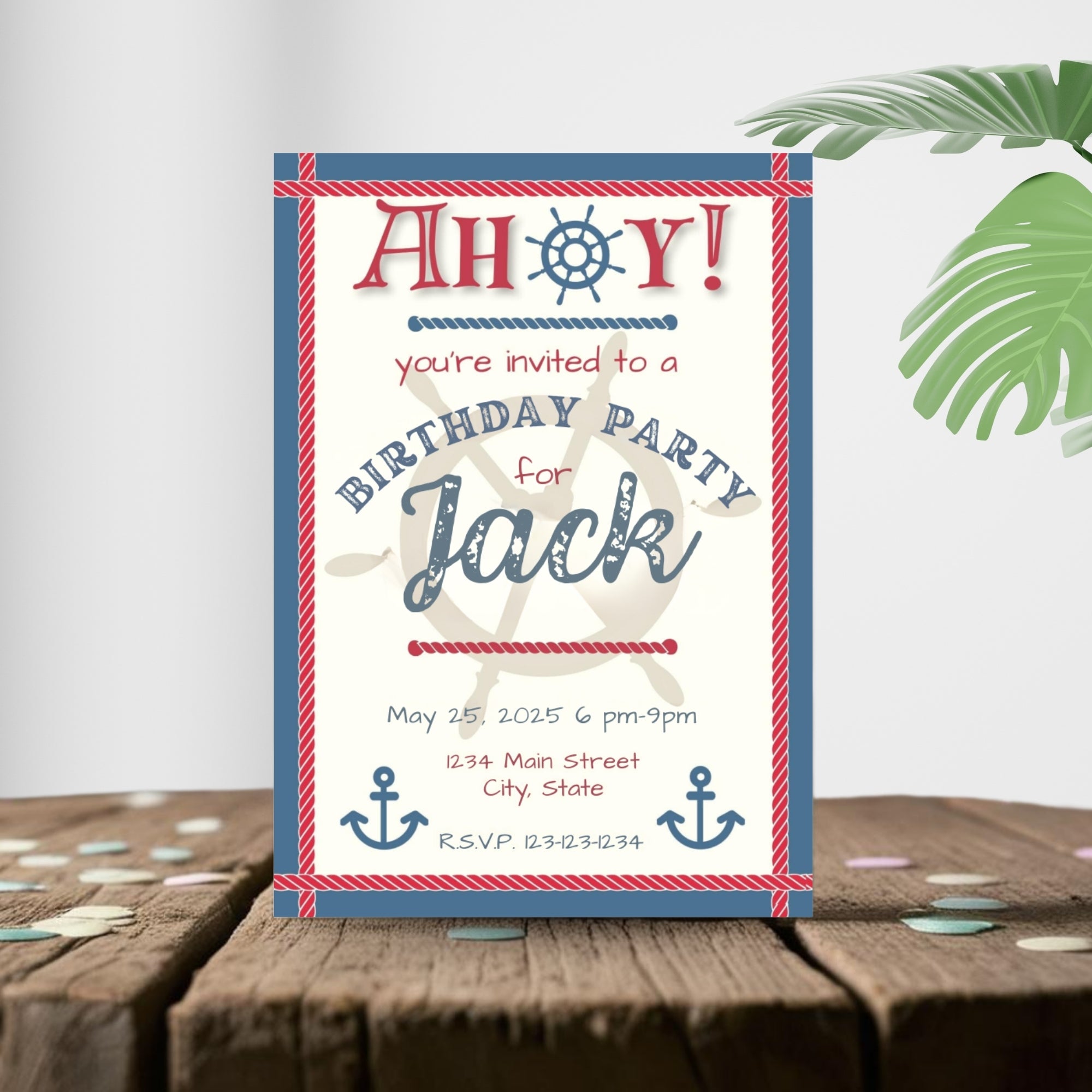 Personalized Nautical Birthday Party Invitation