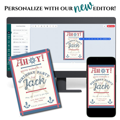 Personalized Nautical Birthday Party Invitation