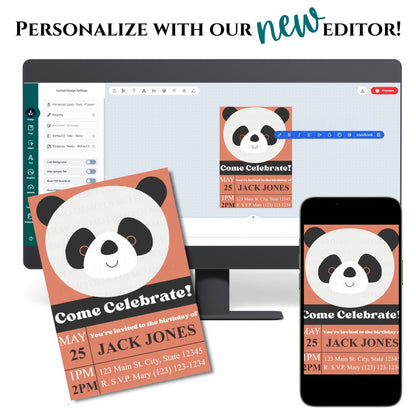Personalized Panda Birthday Party Invitation