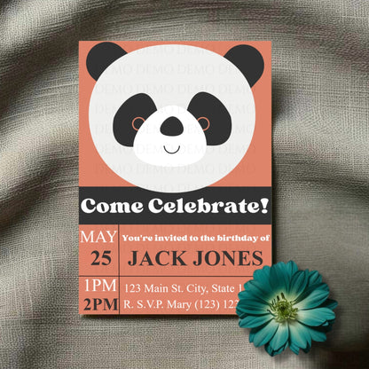 Personalized Panda Birthday Party Invitation