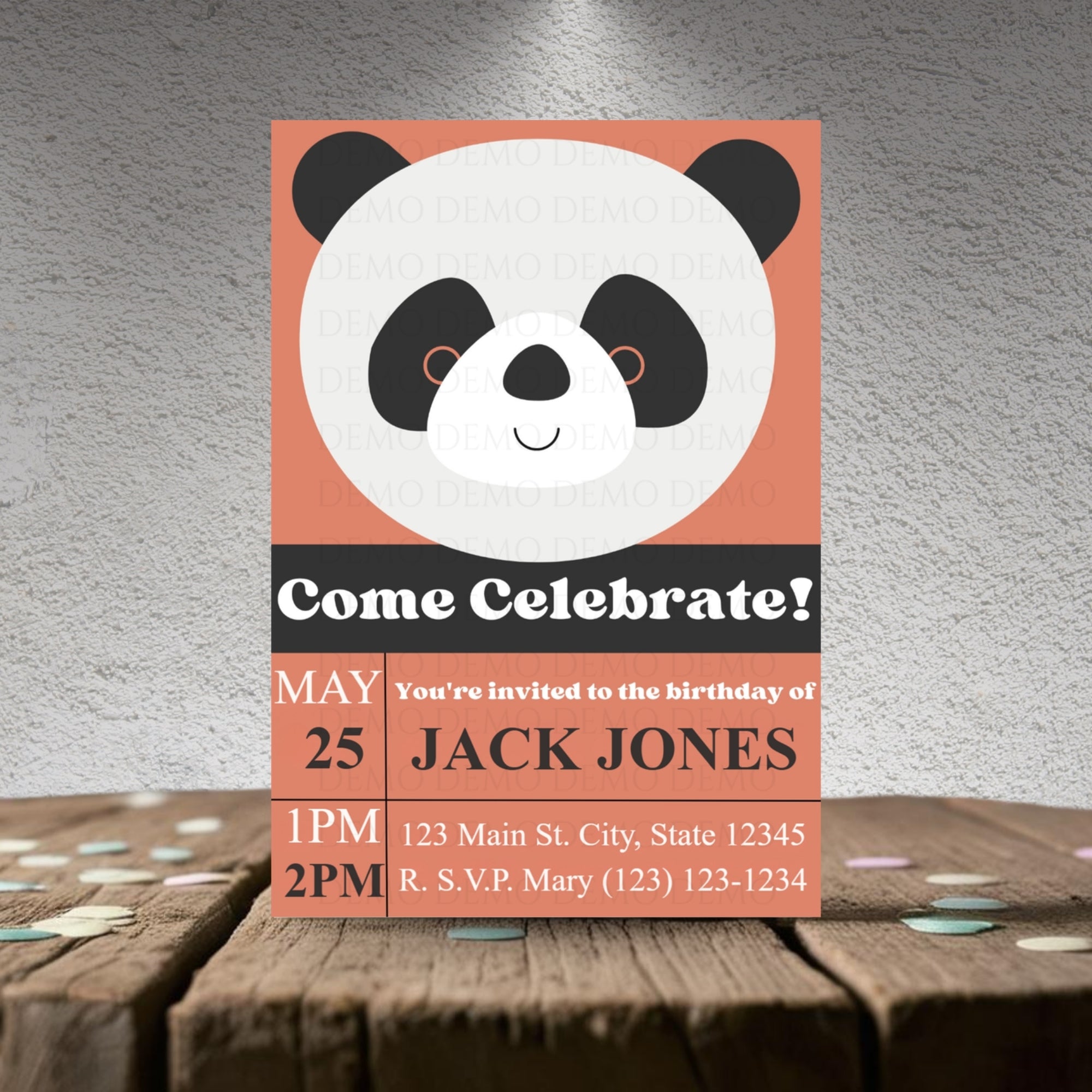 Personalized Panda Birthday Party Invitation