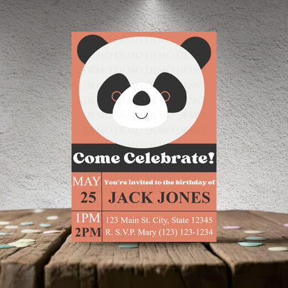 Personalized Panda Birthday Party Invitation