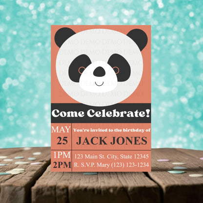 Personalized Panda Birthday Party Invitation