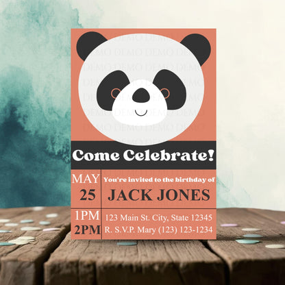 Personalized Panda Birthday Party Invitation