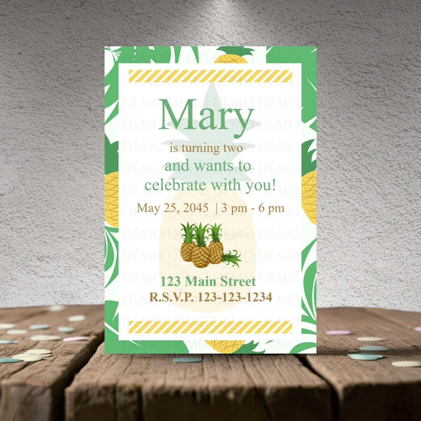 Personalized Pineapple Birthday Invitation