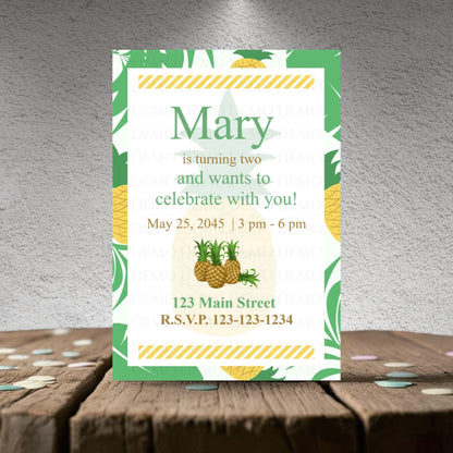 Personalized Pineapple Birthday Invitation