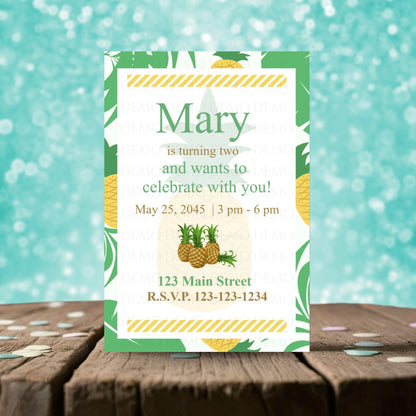 Personalized Pineapple Birthday Invitation