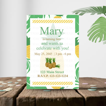 Personalized Pineapple Birthday Invitation