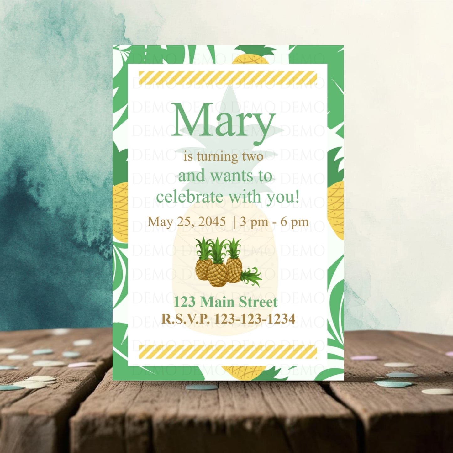 Personalized Pineapple Birthday Invitation