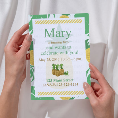 Personalized Pineapple Birthday Invitation
